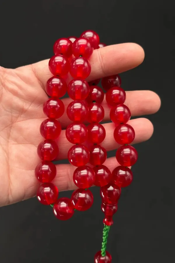 Kırmızı Şeffaf 13mm Küre Kesim Tespih