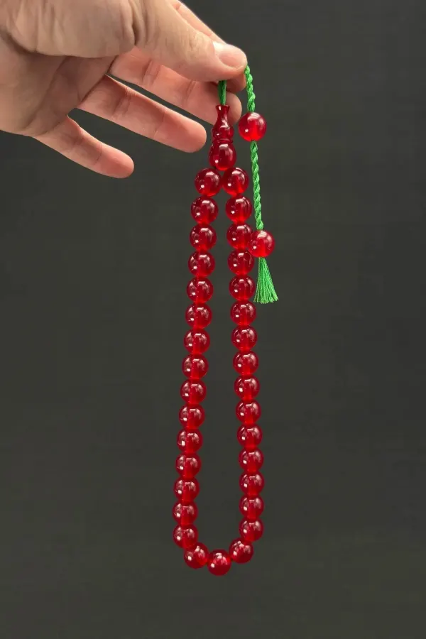Kırmızı Şeffaf 13mm Küre Kesim Tespih