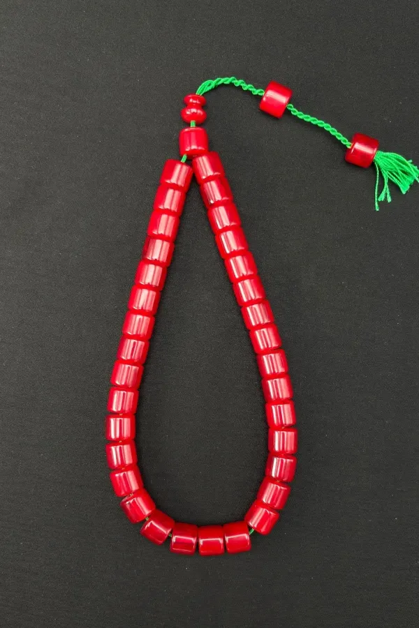 Kelle Boy Bakalit 8x13 Kırmızı Dik Hareli Sıkma Tespih