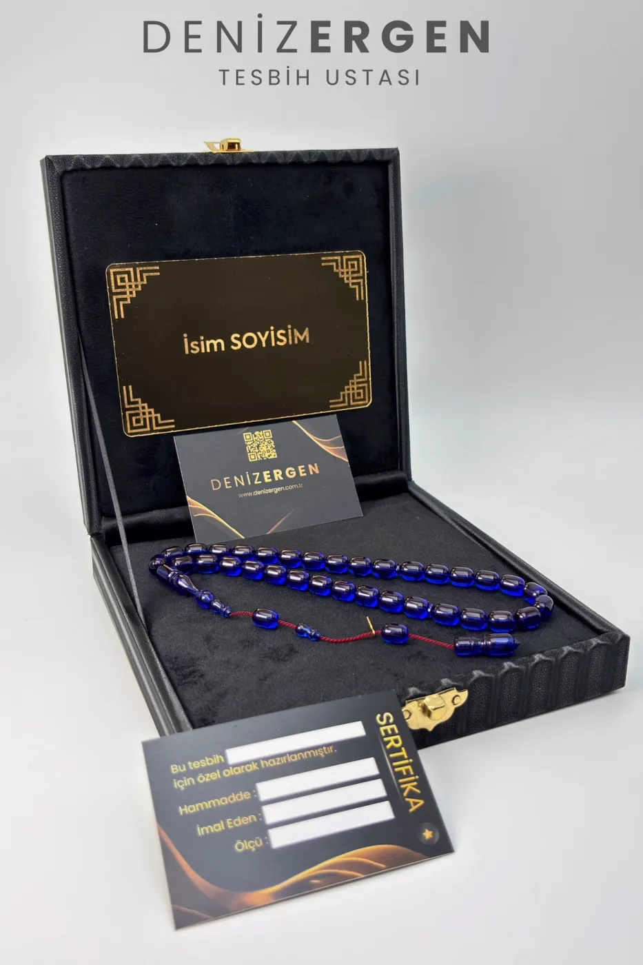 Kişiye Özel Premium Kutulu Sertifikalı Ad Soyad Ateş Kehribarı Bakalit Sistem Püsküllü Tesbih