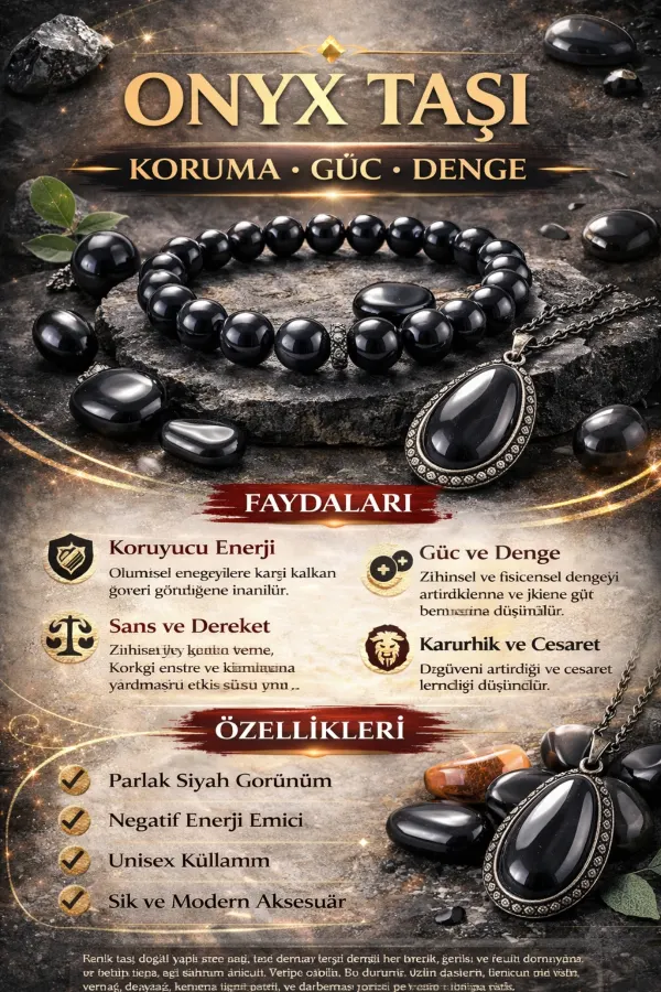 Orjinal Sertifikalı Onyx Taşı Bileklikli Erkek Hediyelik Set Tesbih