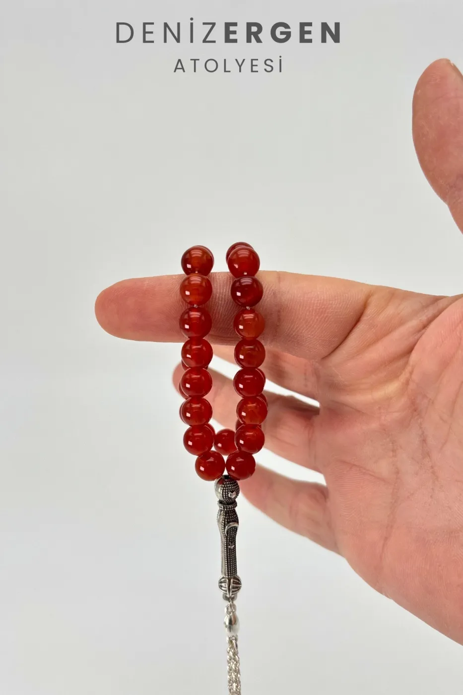 Orjinal Sertifikalı Akik Taşı 8mm Kırmızı Bilek Boy Küre Kesim Tesbih