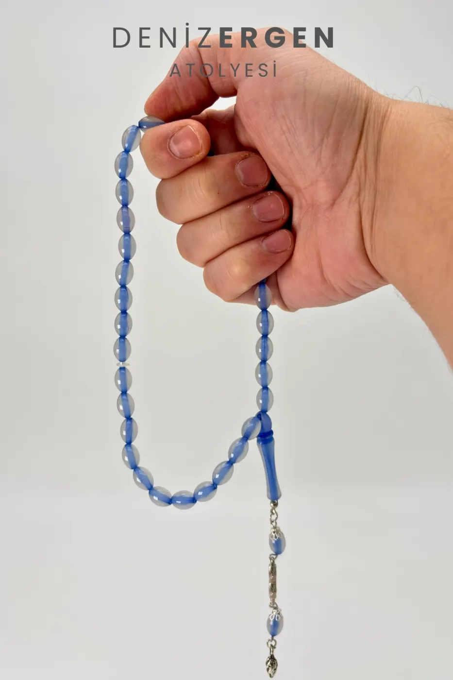 Kedi Gözü Fosforlu Karanlıkta Parlayan 33lü El Boy Küre 7 x 11 mm Arpa Kesim Tesbih