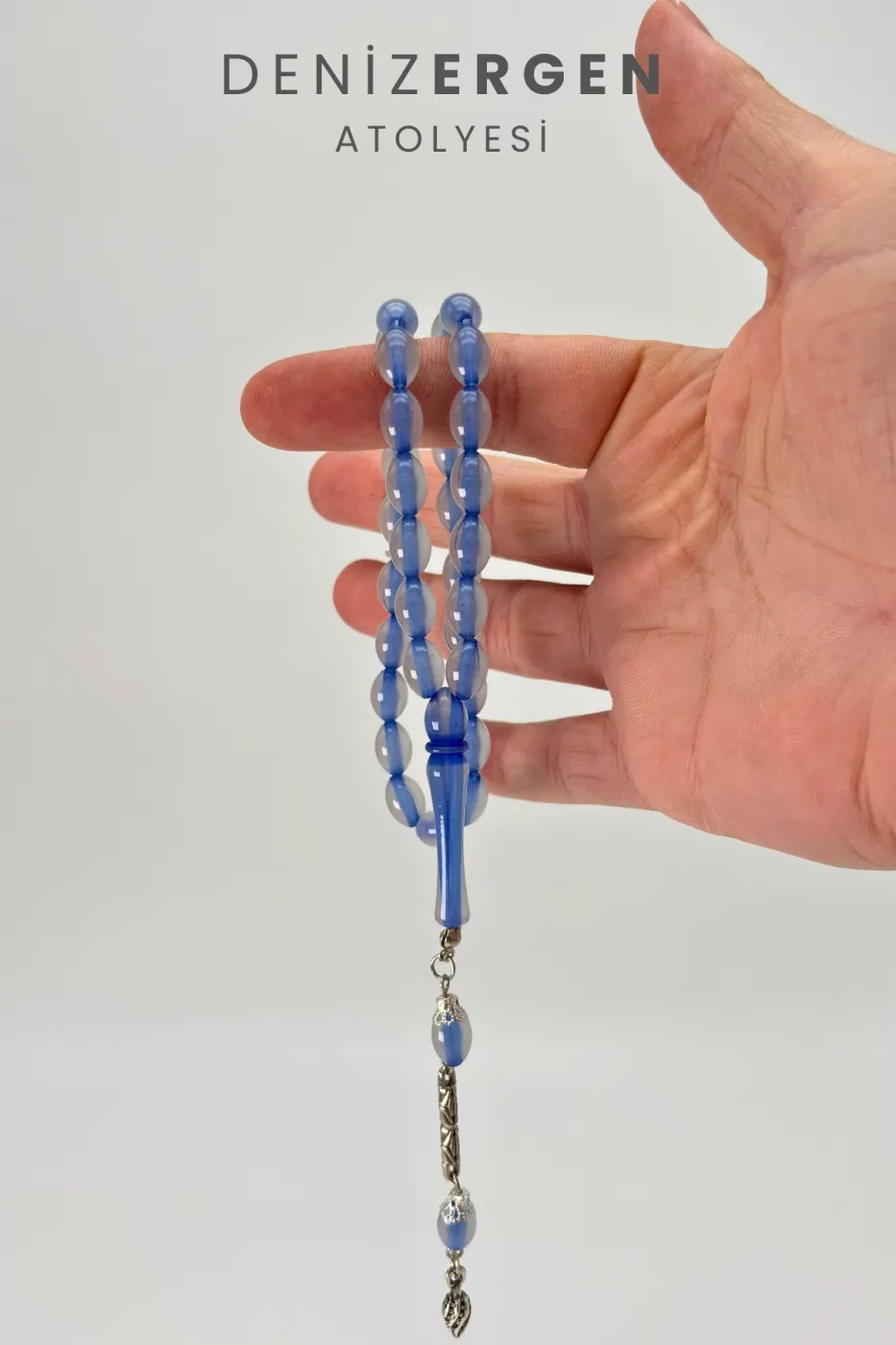Kedi Gözü Fosforlu Karanlıkta Parlayan 33lü El Boy Küre 7 x 11 mm Arpa Kesim Tesbih