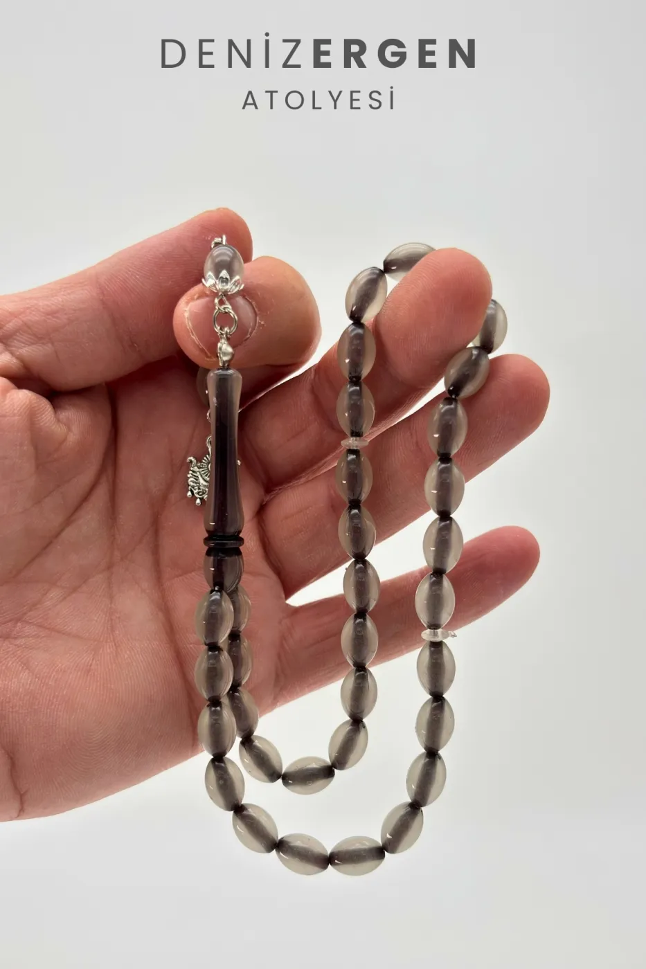 Kedi Gözü Fosforlu Karanlıkta Parlayan 33lü El Boy Küre 7 x 11 mm Arpa Kesim Tesbih