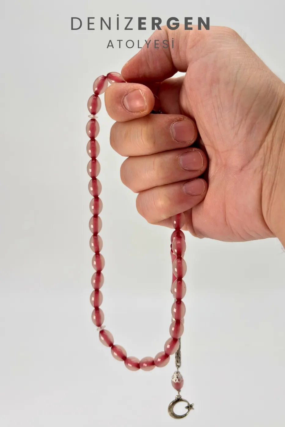 Kedi Gözü Fosforlu Karanlıkta Parlayan 33lü El Boy Küre 7 x 11 mm Arpa Kesim Tesbih