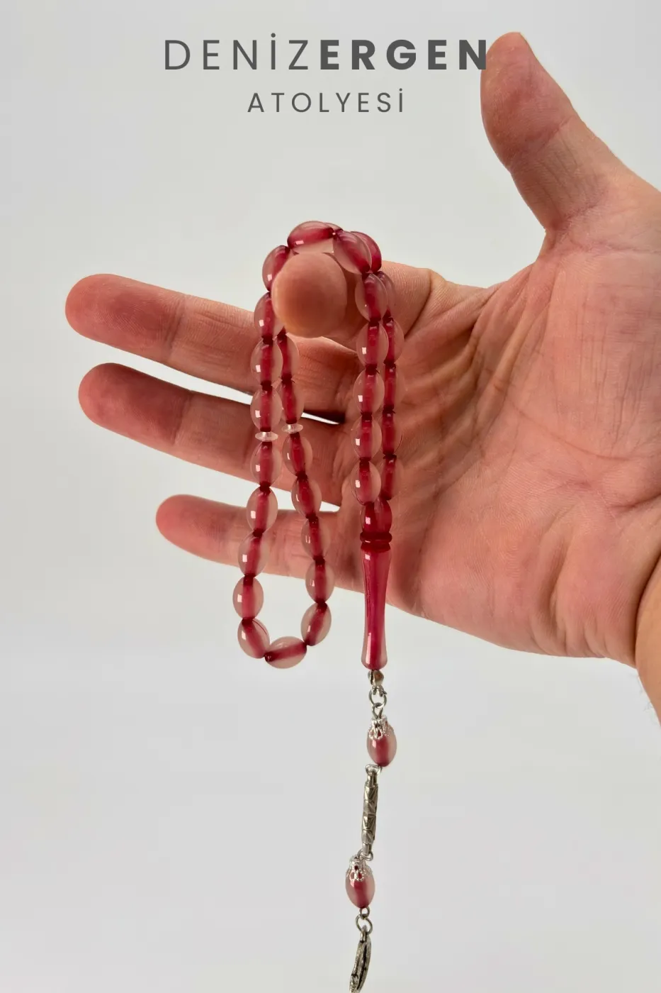 Kedi Gözü Fosforlu Karanlıkta Parlayan 33lü El Boy Küre 7 x 11 mm Arpa Kesim Tesbih