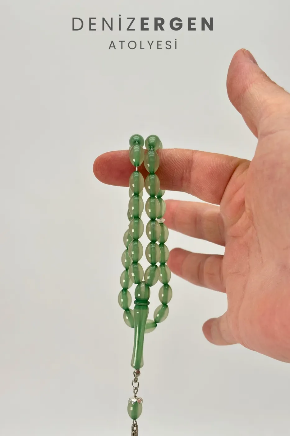 Kedi Gözü Fosforlu Karanlıkta Parlayan 33lü El Boy Küre 7 x 11 mm Arpa Kesim Tesbih