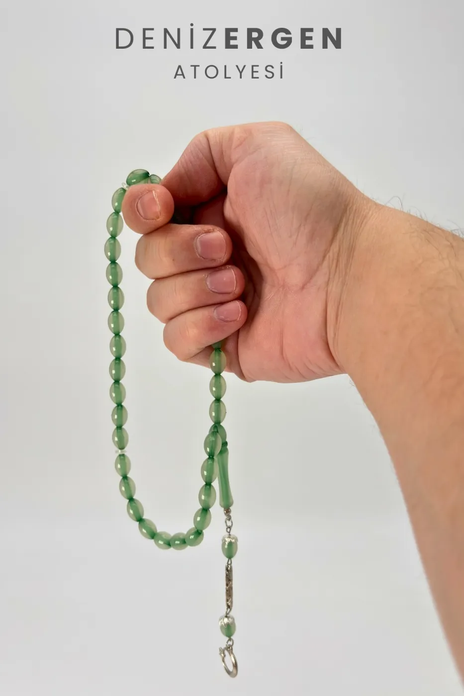 Kedi Gözü Fosforlu Karanlıkta Parlayan 33lü El Boy Küre 7 x 11 mm Arpa Kesim Tesbih
