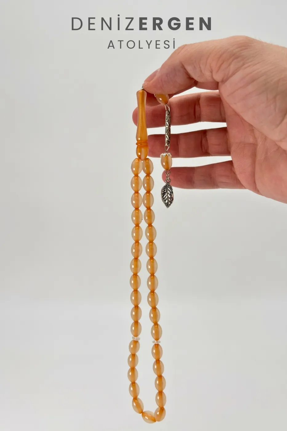 Kedi Gözü Fosforlu Karanlıkta Parlayan 33lü El Boy Küre 7 x 11 mm Arpa Kesim Tesbih