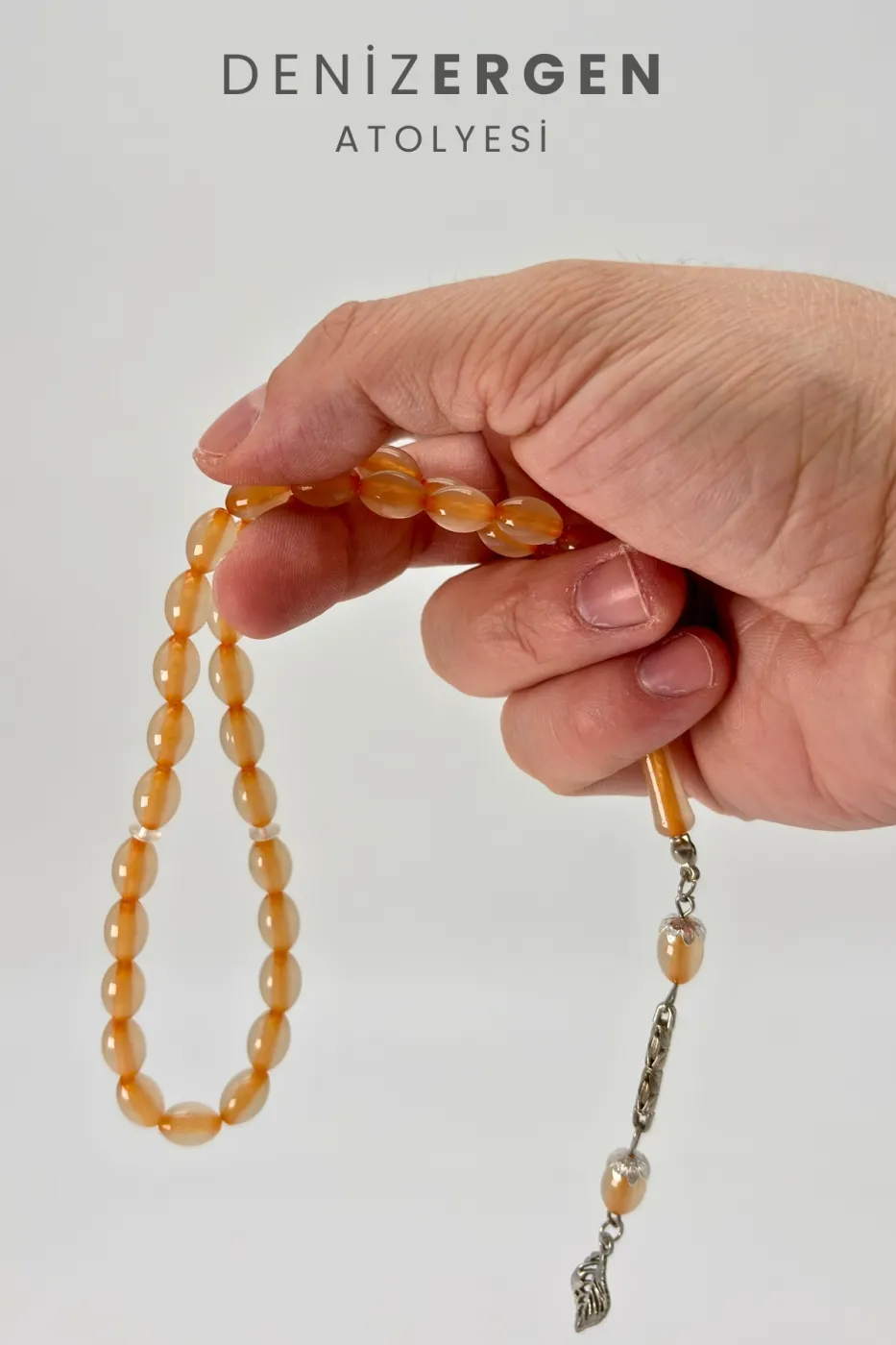 Kedi Gözü Fosforlu Karanlıkta Parlayan 33lü El Boy Küre 7 x 11 mm Arpa Kesim Tesbih