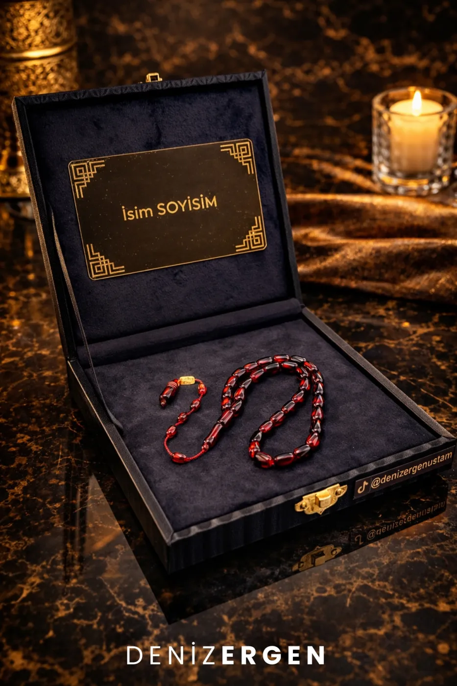 Premium İmzalı Kişiye Özel Ad Soyad Kutulu Sistem Takım Sıkma Bakalit Kapsül Hediyelik Hare Tesbih