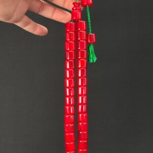 Kelle Boy Bakalit 8x13 Kırmızı Dik Hareli Sıkma Tespih - Görsel 1