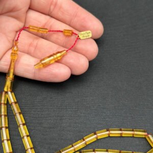 Deniz Ergen Atolyesi İmzalı Ateş Şeffaf Kesme 9 x 5 Sarı Tespih - Görsel 3