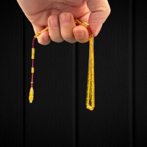 Deniz Ergen Atolyesi İmzalı Ateş Şeffaf Kesme 9 x 5 Sarı Tespih - Görsel 4