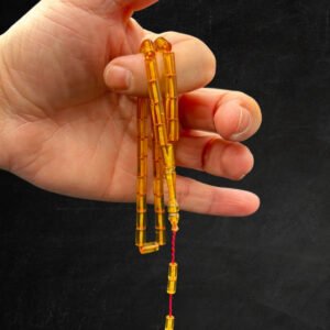 Deniz Ergen Atolyesi İmzalı Ateş Şeffaf Kesme 9 x 5 Sarı Tespih - Görsel 5