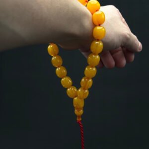 Özel Döküm Küre Kesim 15x16 Sarı Hareli Orjinal Bakalit Tespih - Görsel 7