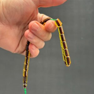 Özel Döküm 12 x 7 El Boy Sarı Ateş Tespih - Görsel 3