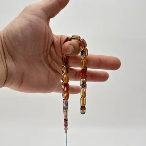 Çok Renkli Premium İmzalı Kişiye Özel Ad Soyad Kutulu Sistem Takım Sıkma Bakalit Kapsül Hediyelik Hareli Tesbih - Görsel 3