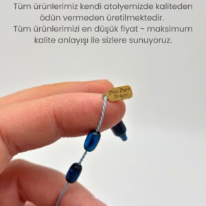 Lacivert Premium İmzalı Kişiye Özel Ad Soyad Kutulu Sistem Takım Sıkma Bakalit Kapsül Hediyelik Hareli Tesbih - Görsel 5