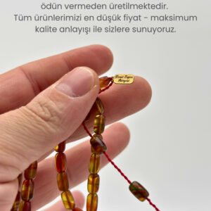 Sarı Premium İmzalı Kişiye Özel Ad Soyad Kutulu Sistem Takım Sıkma Bakalit Kapsül Hediyelik Hareli Tesbih (Kopya) - Görsel 4