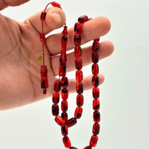 Kırmızı Premium İmzalı Kişiye Özel Ad Soyad Kutulu Sistem Takım Sıkma Bakalit Kapsül Hediyelik Hareli Tesbih - Görsel 4