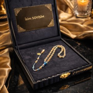 Çok Renkli Premium İmzalı Kişiye Özel Ad Soyad Kutulu Sistem Takım Sıkma Bakalit Kapsül Hediyelik Hareli Tesbih - Görsel 1